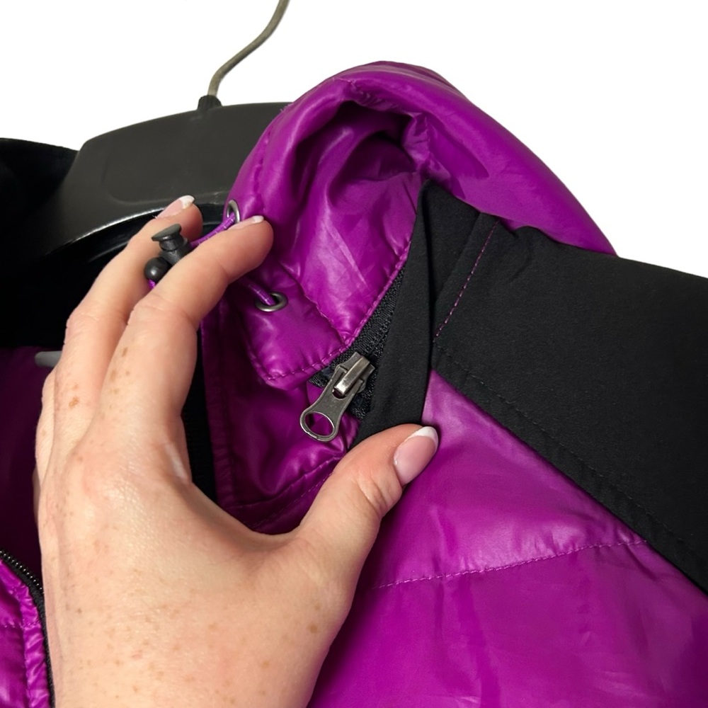 Free Country Fuchsia Pink and Black Puffer Jacket Hooded Women’s Size Large - Picture 6 of 11